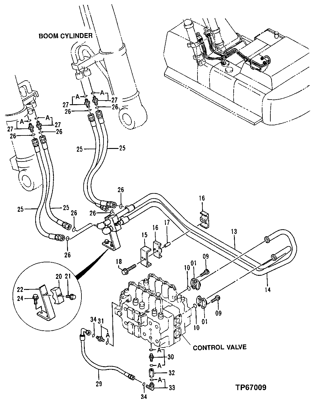 Схема запчастей John Deere 50LC - 159 - Main Lines (Control Valve) 3360 Hydraulic System