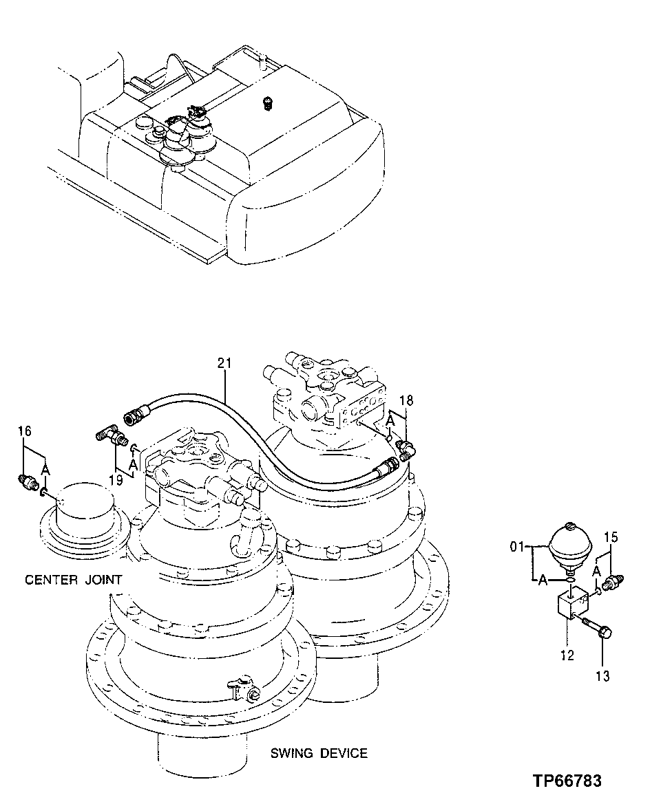 Схема запчастей John Deere 50LC - 169 - Pilot Lines 3360 Hydraulic System