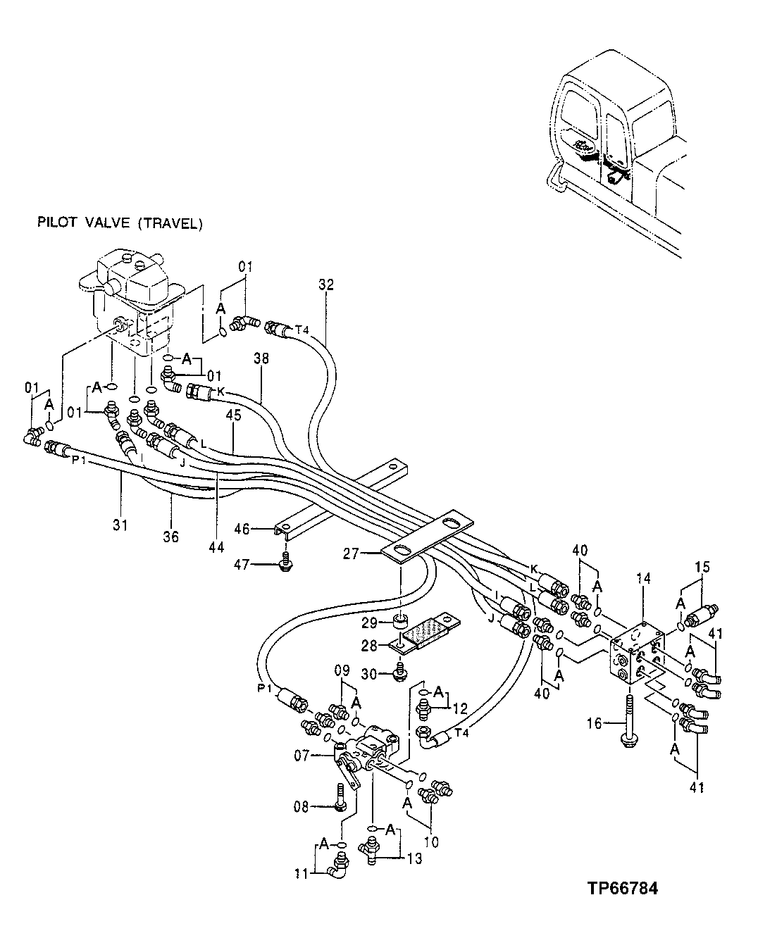 Схема запчастей John Deere 50LC - 170 - Pilot Lines 3360 Hydraulic System