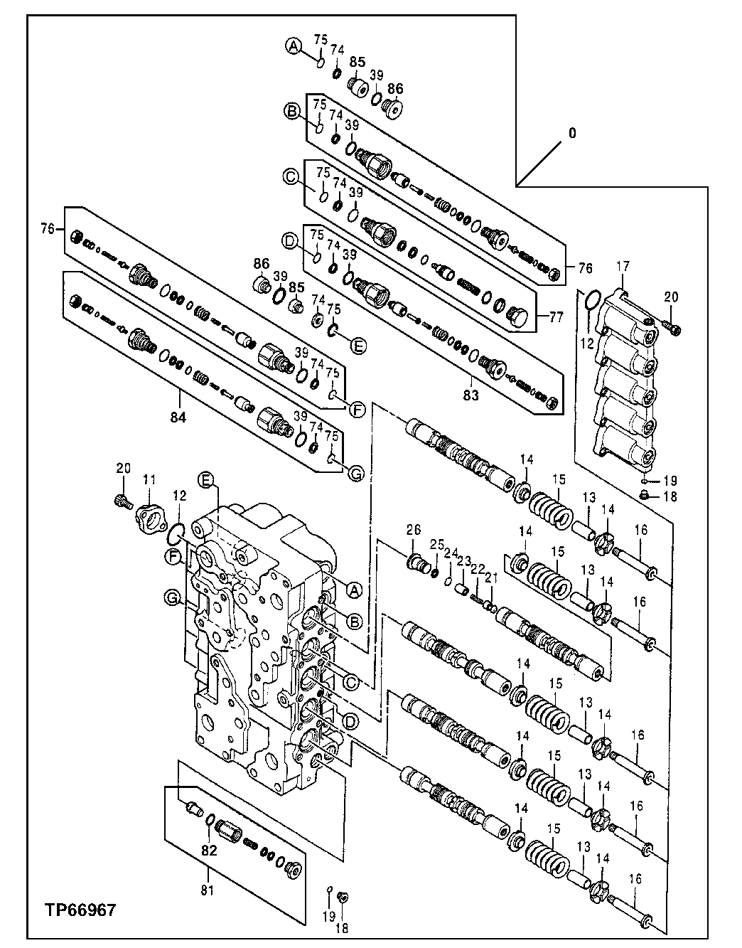 Схема запчастей John Deere 50LC - 181 - Control Valve 3360 Hydraulic System