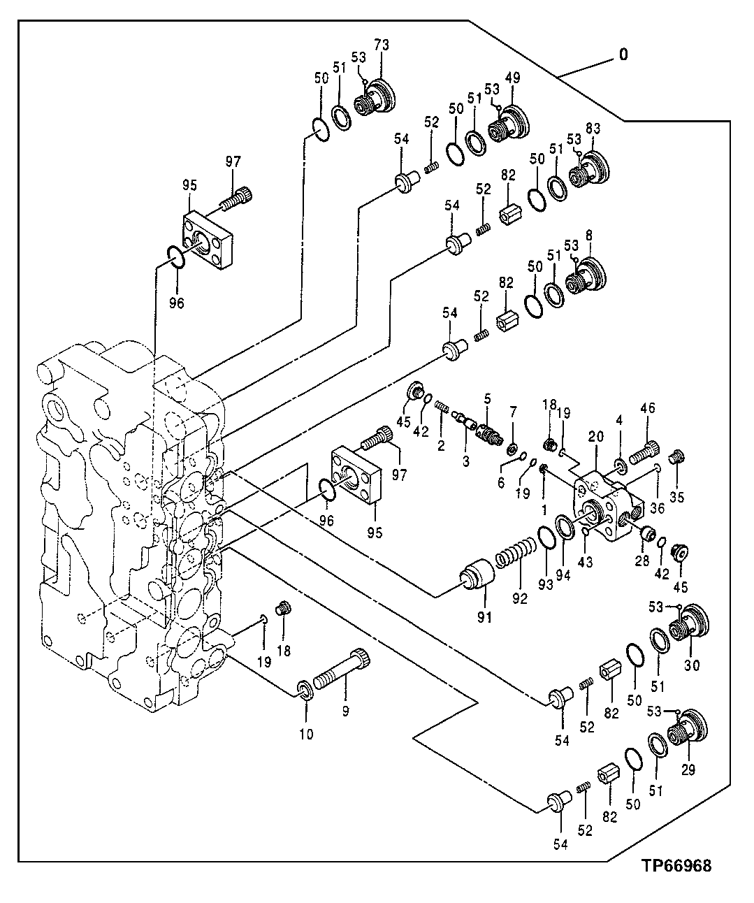 Схема запчастей John Deere 50LC - 182 - Control Valve 3360 Hydraulic System