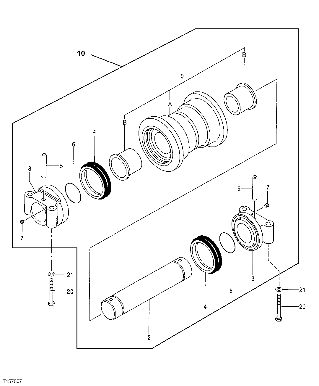 Схема запчастей John Deere 50 - 8 - Lower Roller 0130 Track Systems