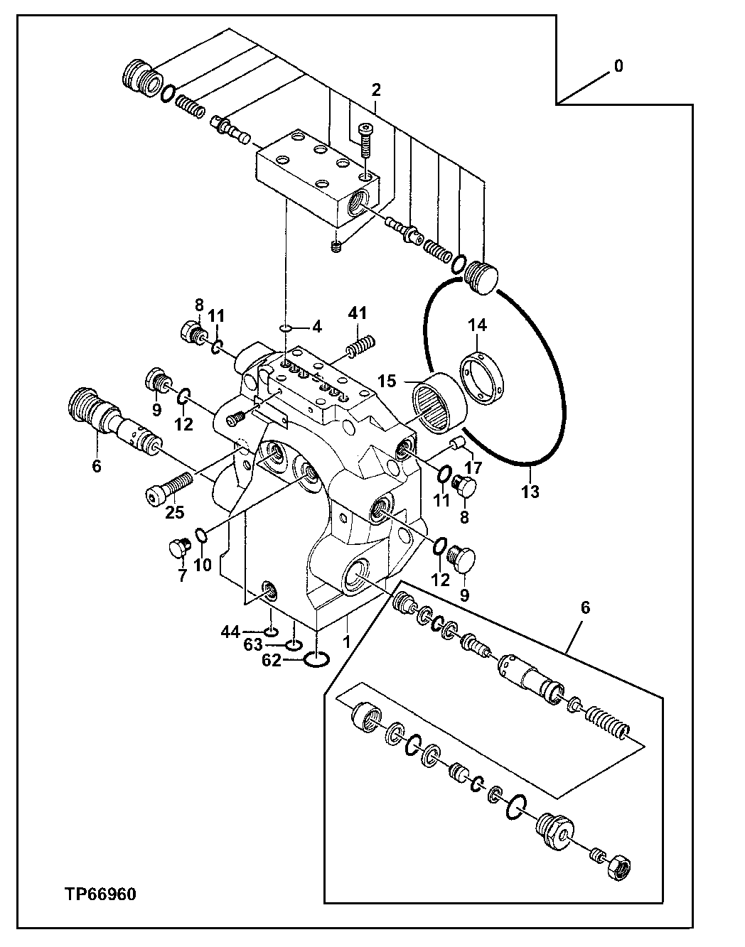 Схема запчастей John Deere 50 - 11 - Propel Motor Components 0260 HYDRAULIC SYSTEM