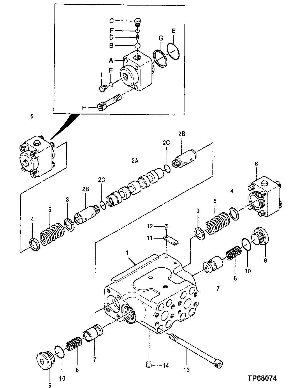 Схема запчастей John Deere 50 - 12 - PROPEL DRIVE BRAKE VALVE 0260 HYDRAULIC SYSTEM