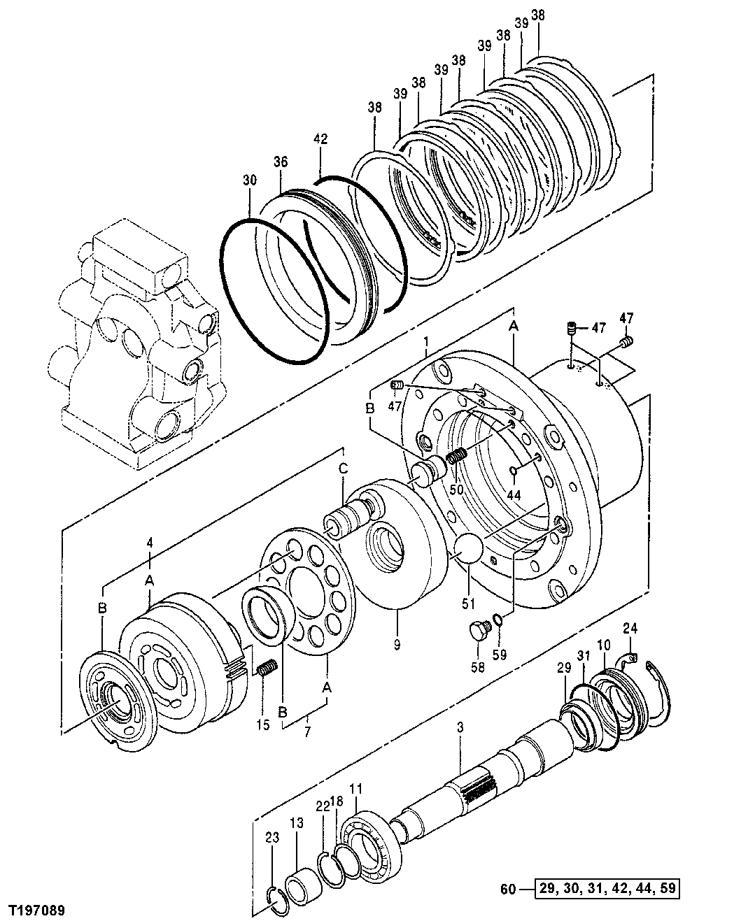 Схема запчастей John Deere 50 - 13 - Propel Drive Repair Parts 0260 HYDRAULIC SYSTEM