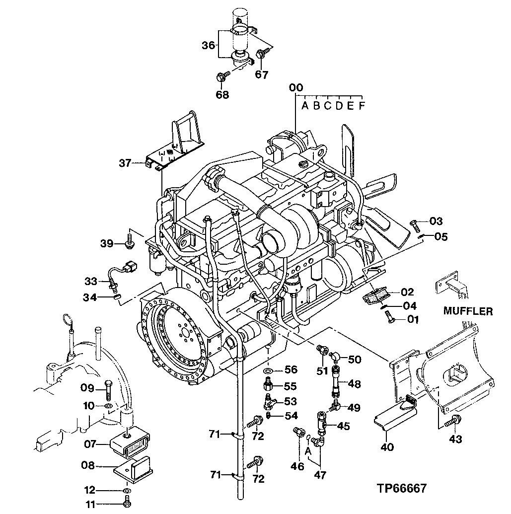 Схема запчастей John Deere 50 - 19 - ENGINE AND ENGINE MOUNTS 0400 REMOVAL AND INSTALLATION