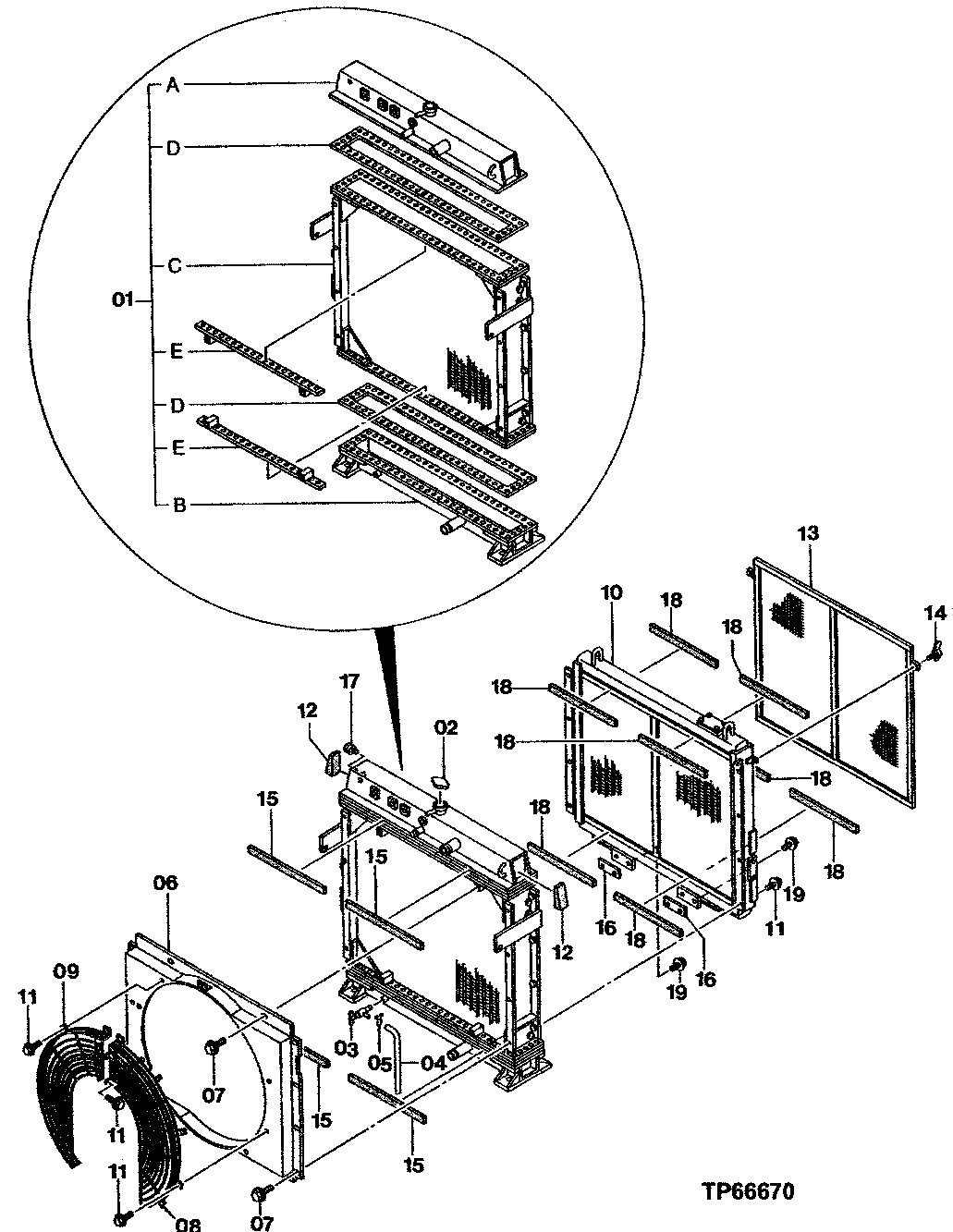 Схема запчастей John Deere 50 - 20 - Radiator 0510 Engine Cooling Systems