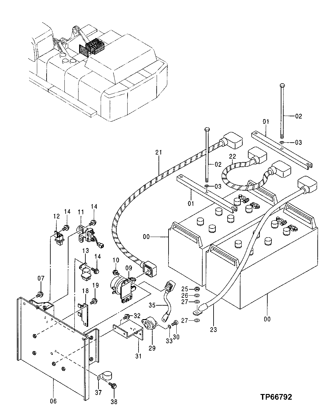 Схема запчастей John Deere 50 - 35 - ELECTRIC PARTS 1674 Wiring Harness And Switches