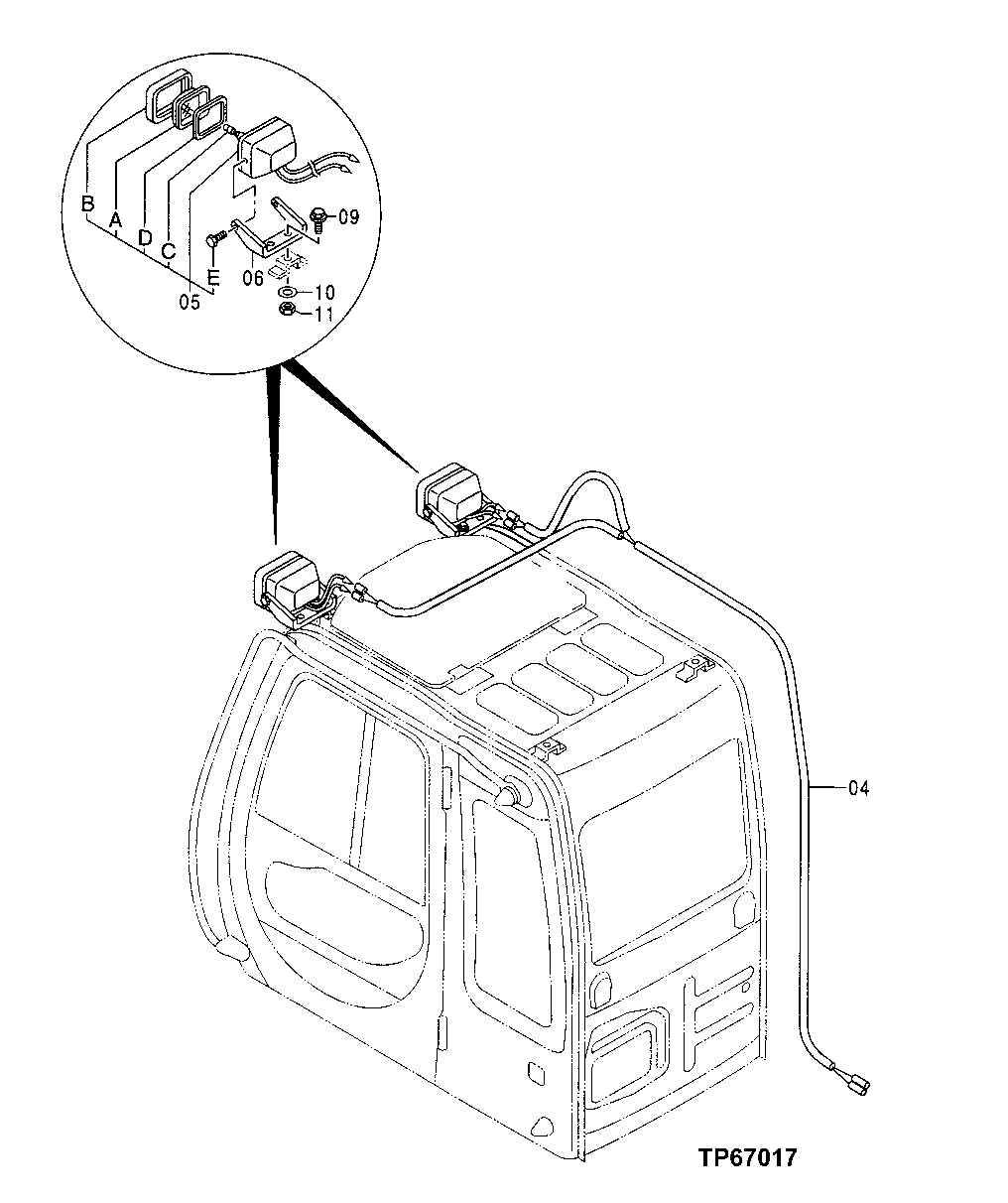 Схема запчастей John Deere 50 - 38 - ELECTRIC PARTS 1674 Wiring Harness And Switches