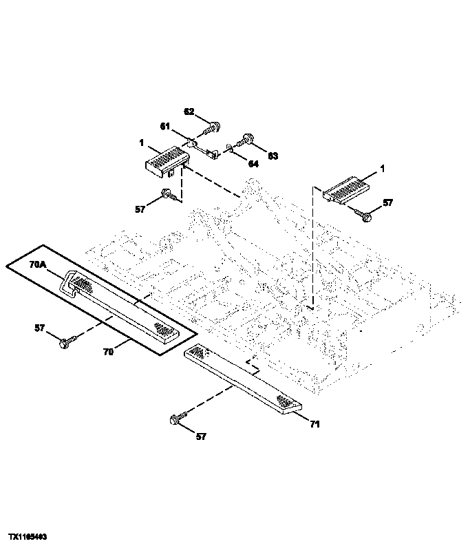 Схема запчастей John Deere 50 - 48 - MAIN FRAME STEPS AND HANDHOLD 1740 Frame Installation