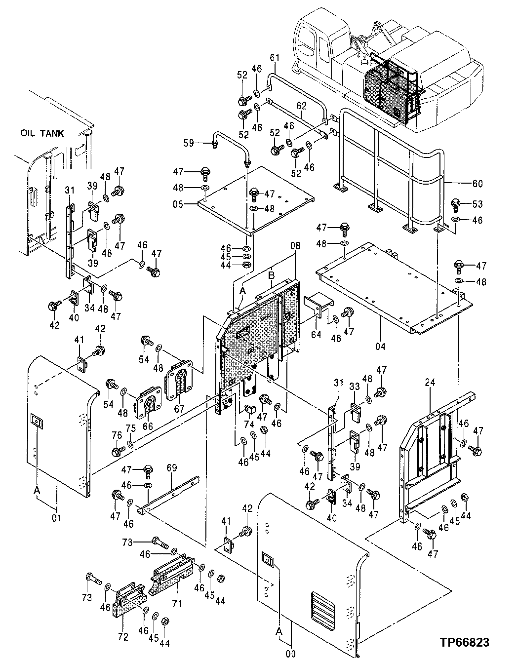 Схема запчастей John Deere 50 - 93 - Covers 1910 Hood Or Engine Enclosure