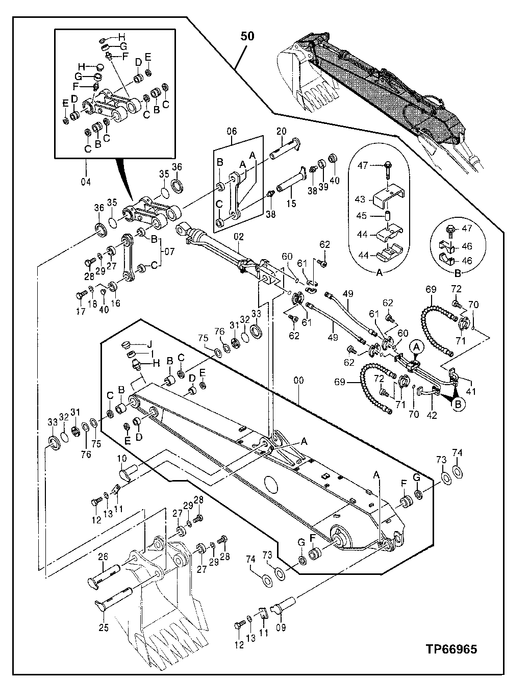 Схема запчастей John Deere 50 - 131 - LONG ARM ASSEMBLY (5.4 M) 3340 BACKHOE AND EXCAVATOR FRAMES