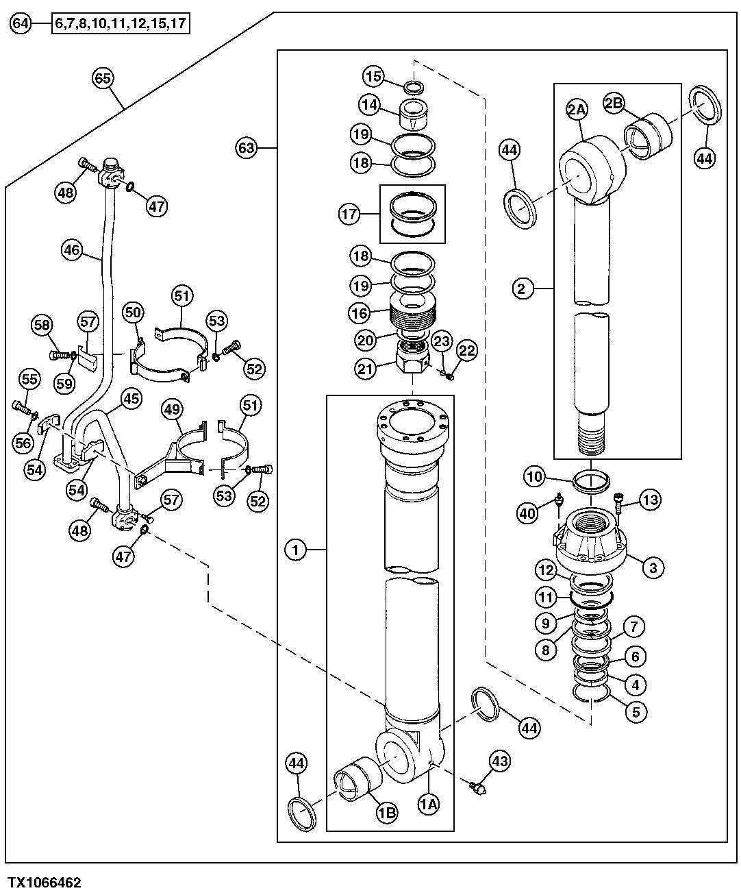 Схема запчастей John Deere 50 - 194 - HYDRAULIC BOOM CYLINDER, RIGHT 3360 HYDRAULIC SYSTEM