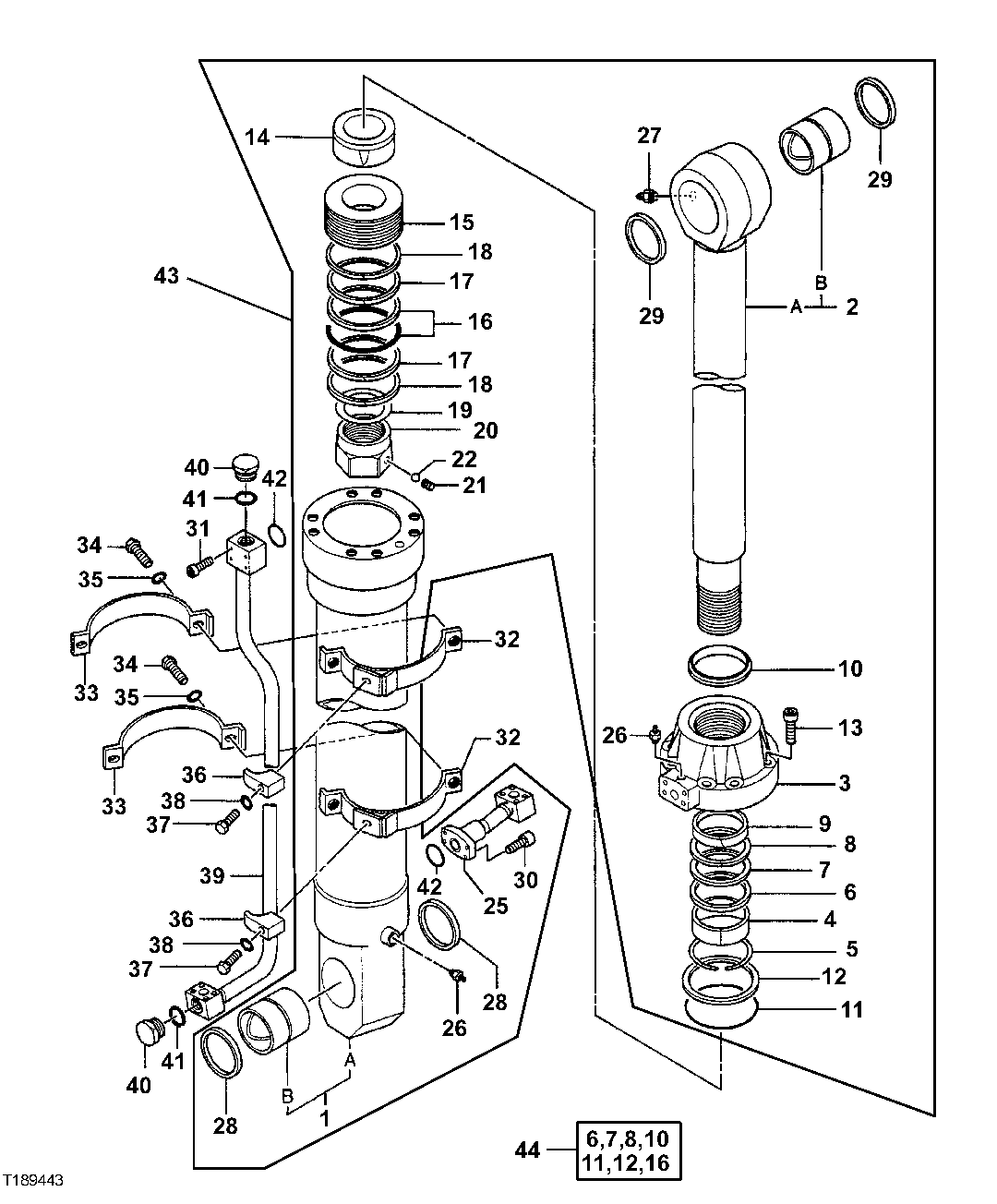 Схема запчастей John Deere 50 - 197 - Hydraulic Bucket Cylinder 3360 HYDRAULIC SYSTEM