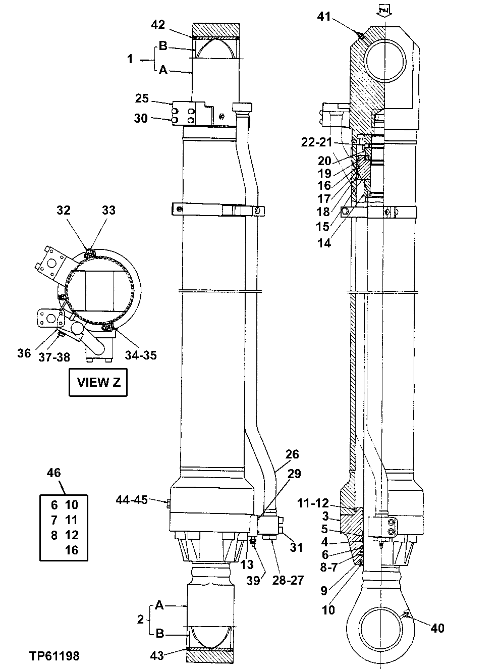 Схема запчастей John Deere 50 - 199 - Hydraulic Bucket Cylinder (Long Arm) 3360 HYDRAULIC SYSTEM