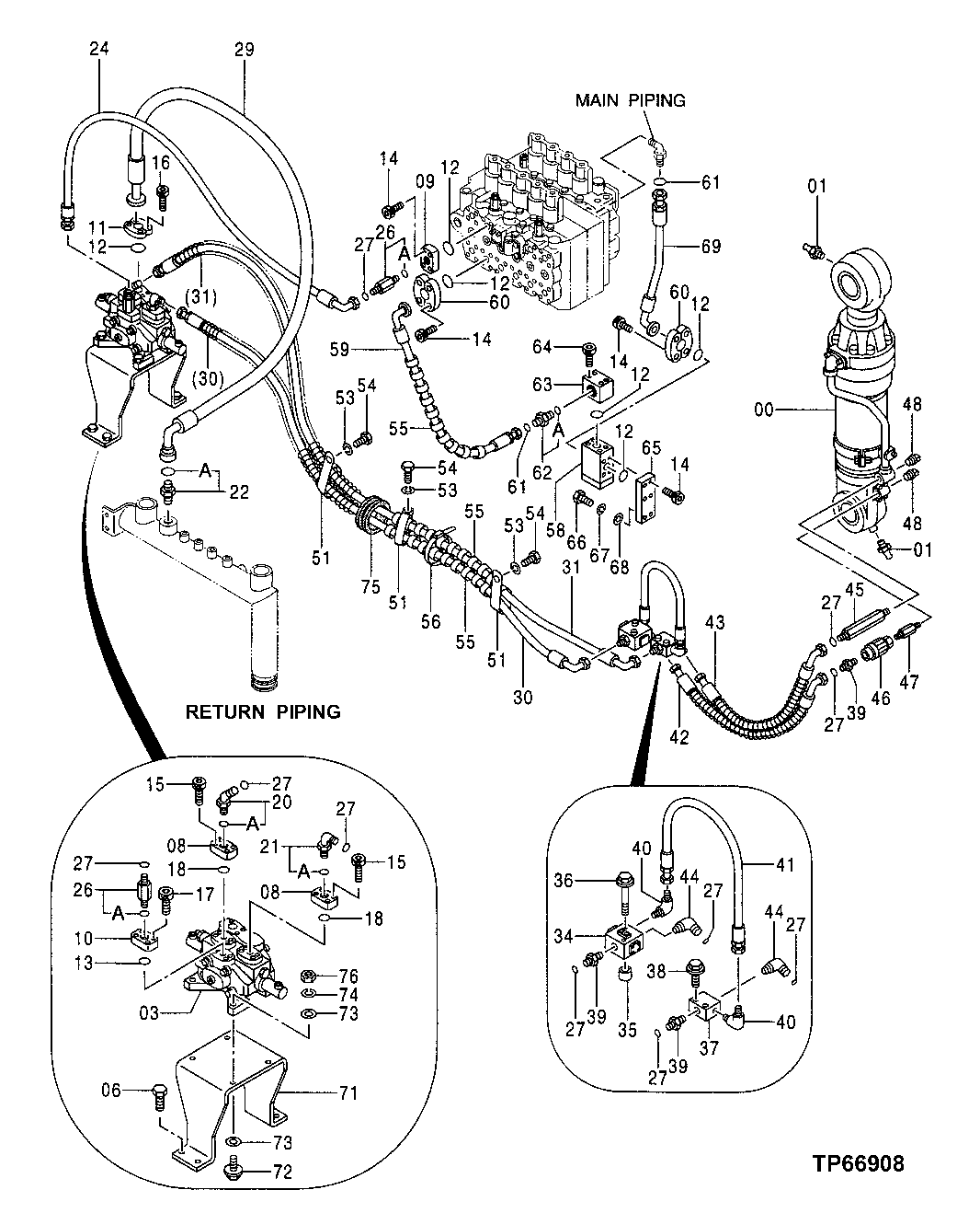 Схема запчастей John Deere 50 - 204 - HIGH PRESSURE PIPING REMOVAL DEVICE 3360 HYDRAULIC SYSTEM