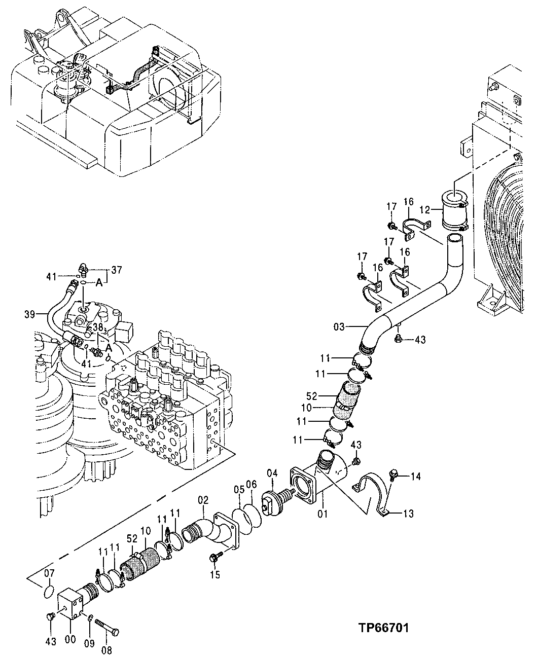 Схема запчастей John Deere 50 - 136 - RETURN PIPING 3360 HYDRAULIC SYSTEM