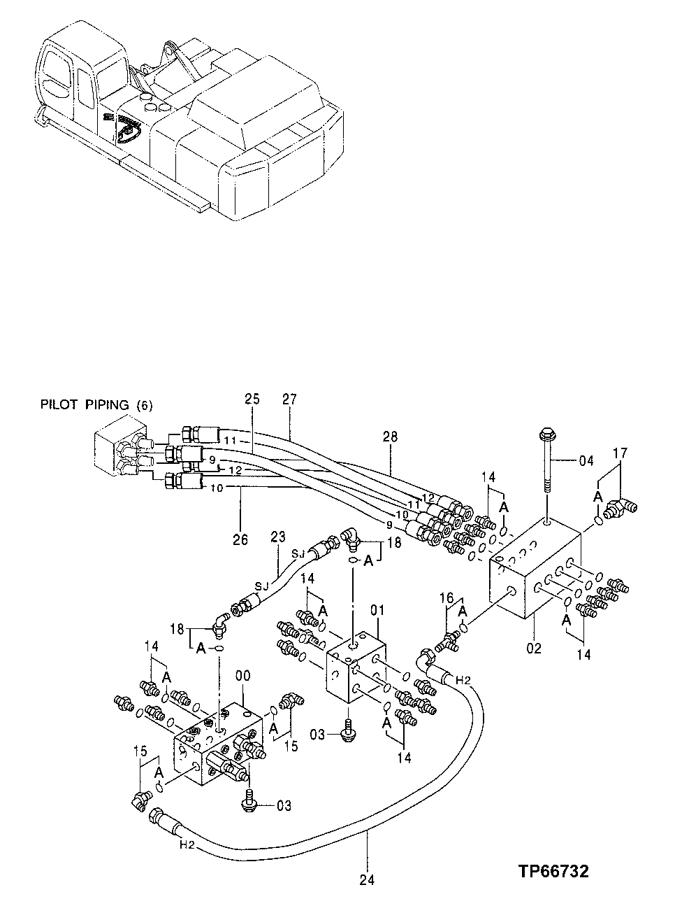 Схема запчастей John Deere 50 - 148 - PILOT PIPINGS 3360 HYDRAULIC SYSTEM