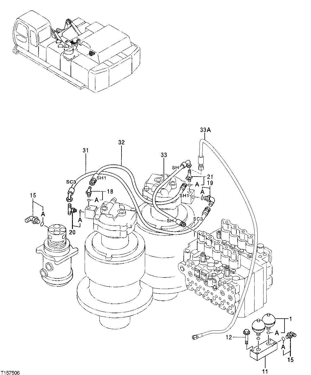 Схема запчастей John Deere 50 - 149 - PILOT PIPINGS 3360 HYDRAULIC SYSTEM