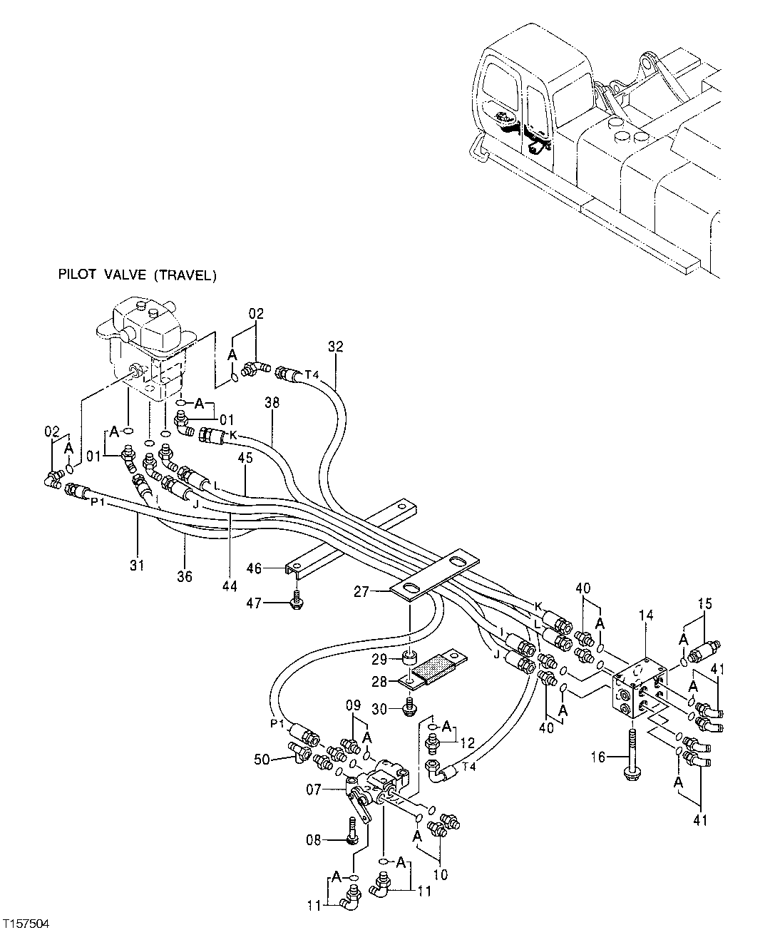 Схема запчастей John Deere 50 - 163 - PILOT LINES (FROM PROPEL VALVE) 3360 HYDRAULIC SYSTEM