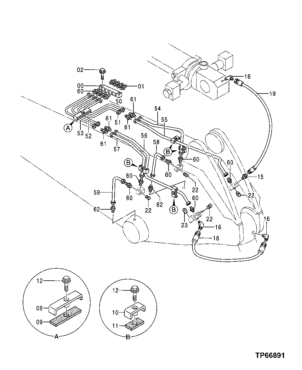 Схема запчастей John Deere 50 - 171 - Lubricate Pipings - Mass Excavation Arm 3360 HYDRAULIC SYSTEM