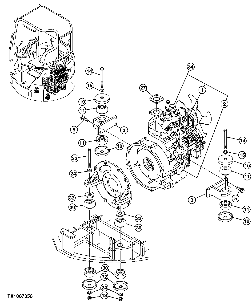 Схема запчастей John Deere 7ZTS - 15 - ENGINE AND ENGINE MOUNTS 0400 REMOVAL AND INSTALLATION