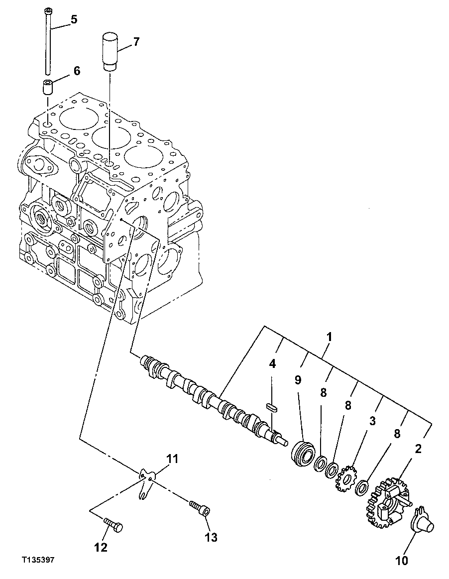 Схема запчастей John Deere 7ZTS - 17 - CAMSHAFT 0402 CAMSHAFT AND VALVE ACTUATING MEANS