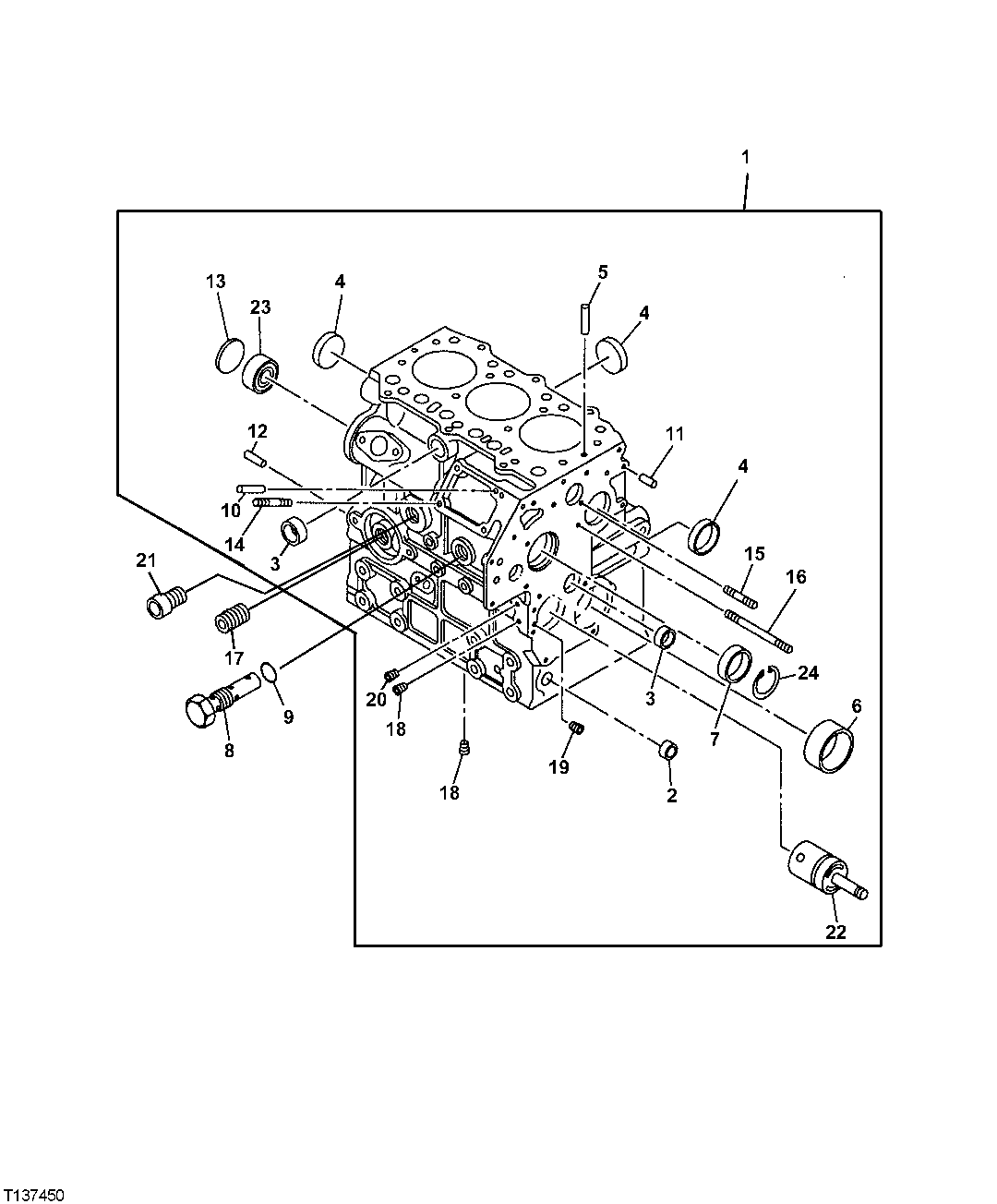 Схема запчастей John Deere 7ZTS - 20 - CYLINDER BLOCK 0404 CYLINDER BLOCK