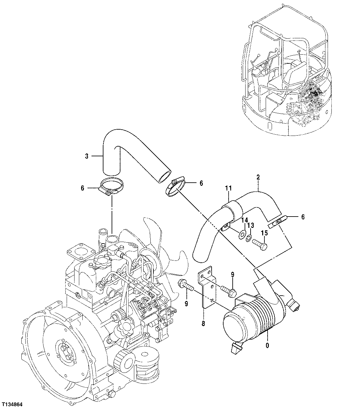 Схема запчастей John Deere 7ZTS - 40 - AIR CLEANER 0521 AIR CLEANER AND PIPING