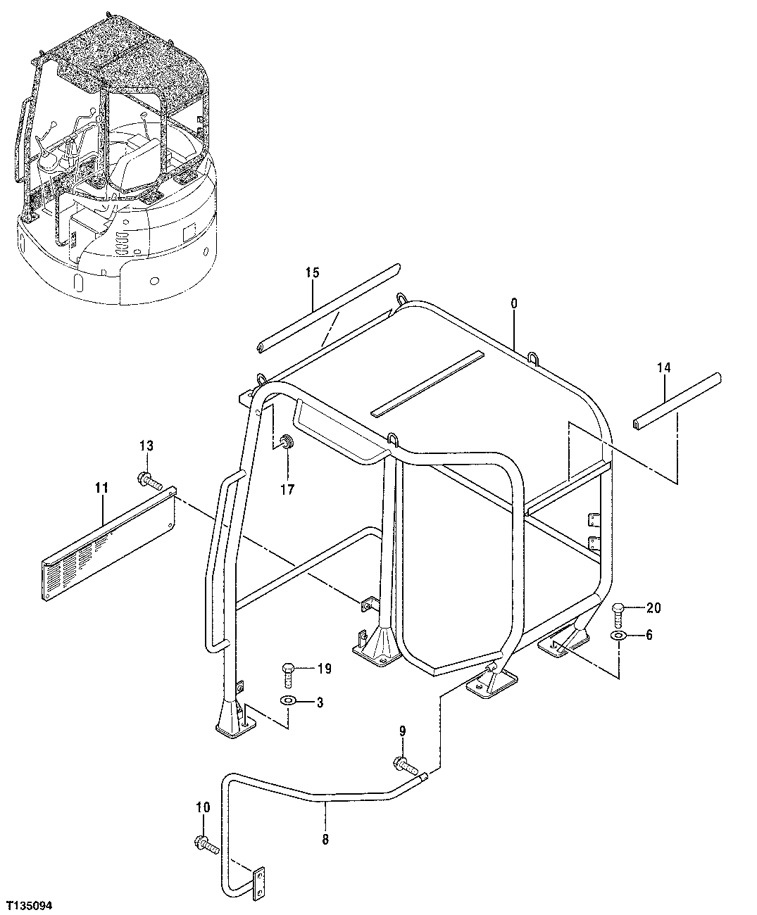 Схема запчастей John Deere 7ZTS - 53 - CANOPY 1811 ROPS OR BODY