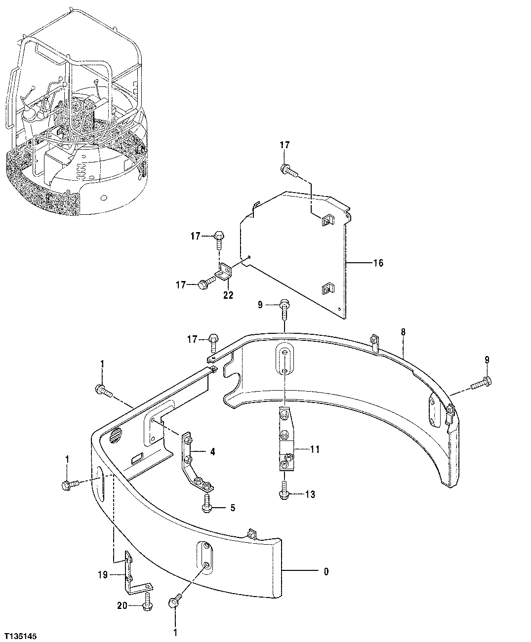 Схема запчастей John Deere 7ZTS - 58 - COVER 1910 HOOD OR ENGINE ENCLOSURE