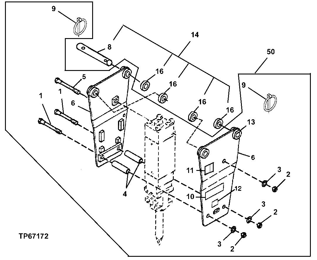 Схема запчастей John Deere 7ZTS - 81 - HYDRAULIC BREAKER BRACKET (HB15) 3302 BUCKET WITH TEETH