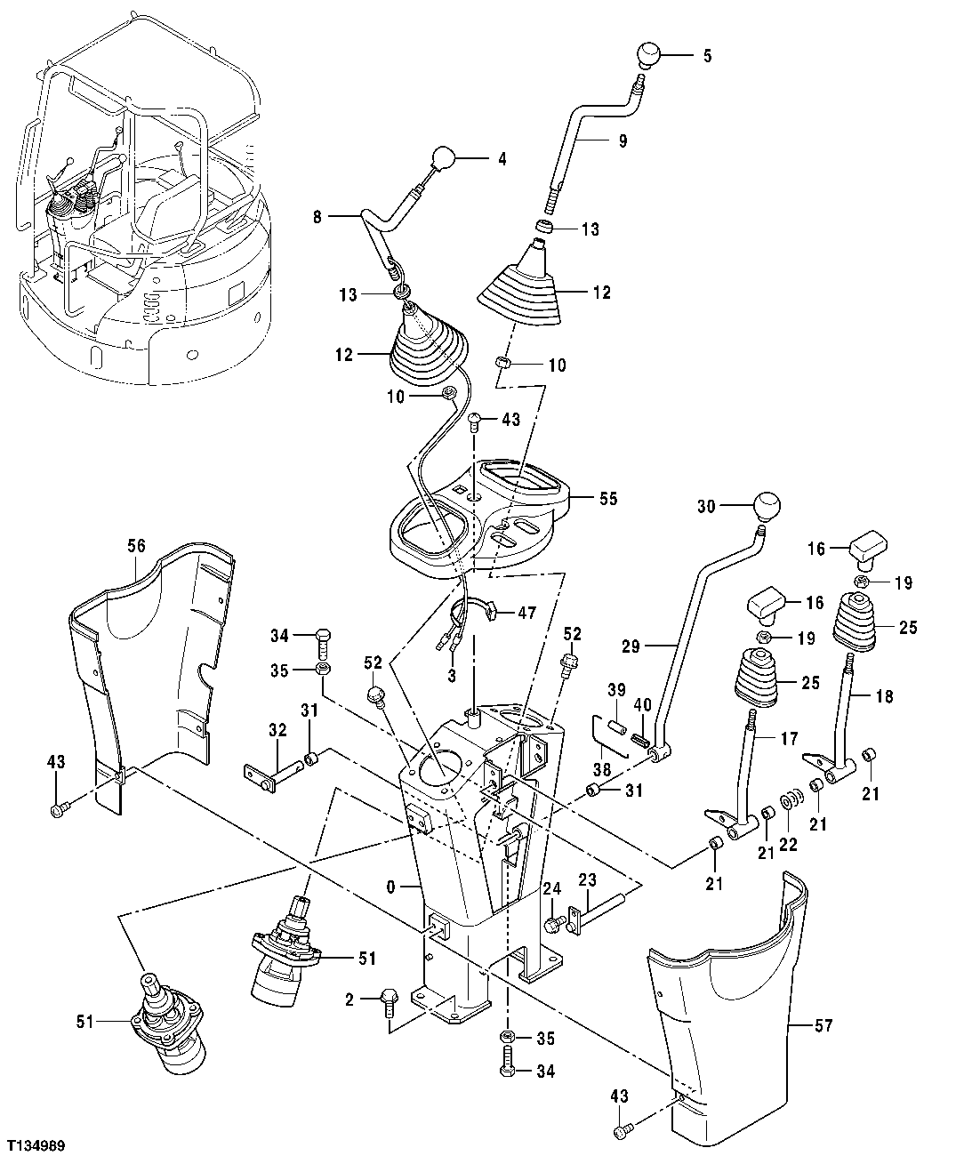 Схема запчастей John Deere 7ZTS - 85 - LEVER STAND 3315 CONTROLS LINKAGE