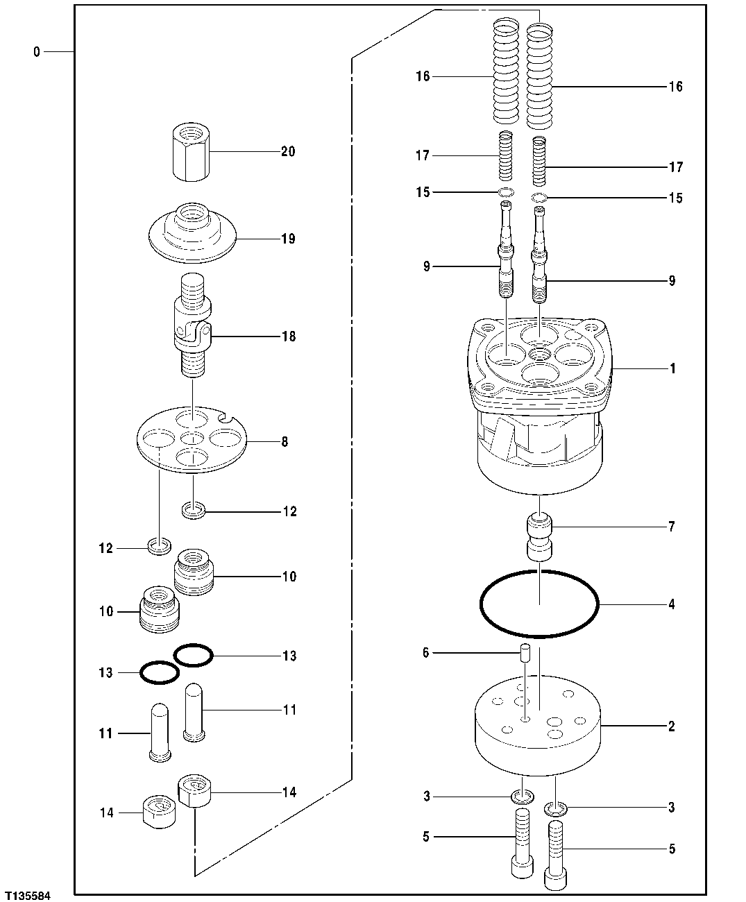 Схема запчастей John Deere 7ZTS - 86 - PILOT VALVE (FRONT & SWING) 3315 CONTROLS LINKAGE