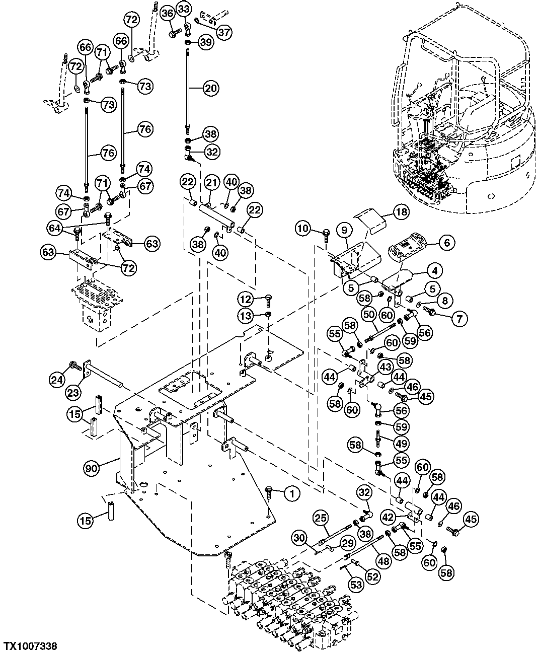 Схема запчастей John Deere 7ZTS - 91 - LINK 3315 CONTROLS LINKAGE