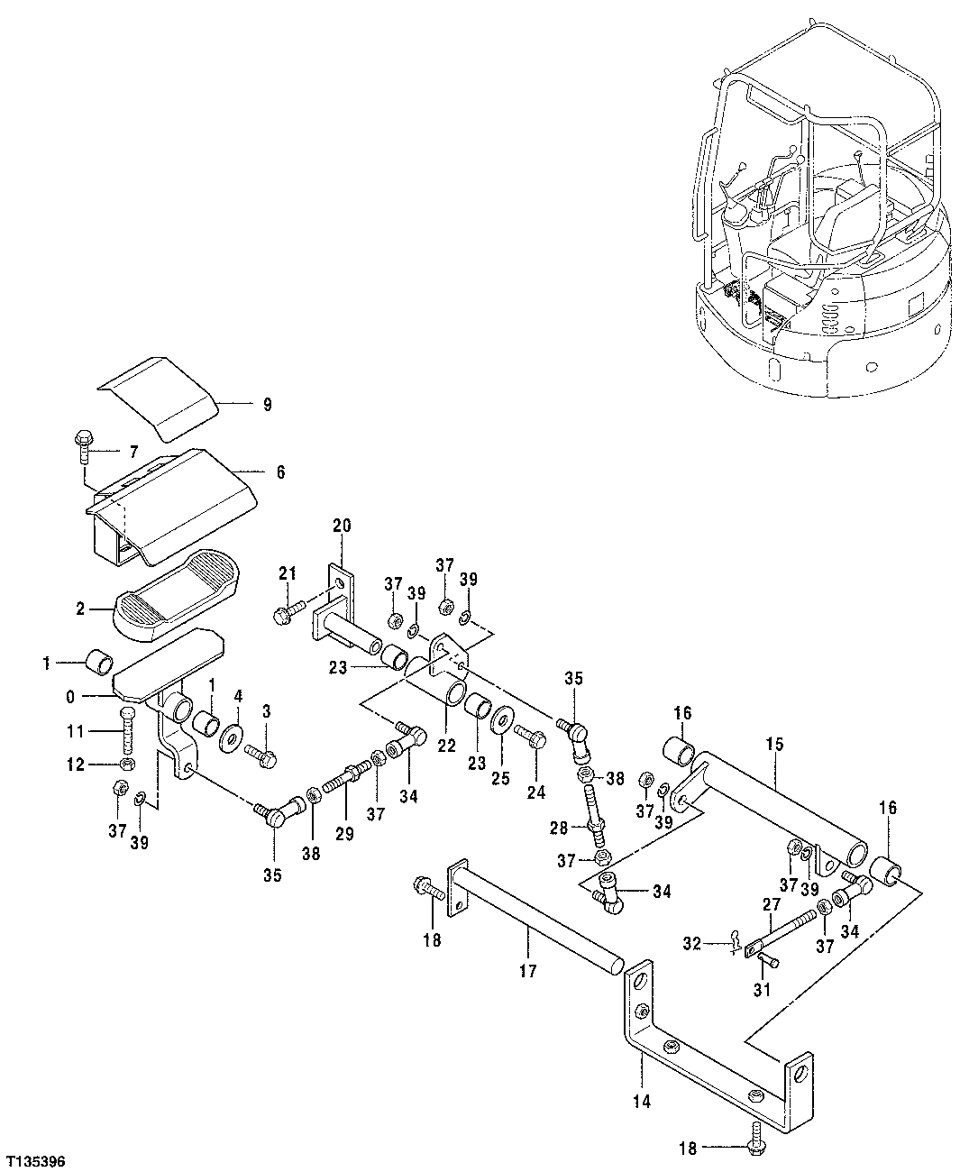 Схема запчастей John Deere 7ZTS - 93 - ATTACHMENT PEDAL 3315 CONTROLS LINKAGE