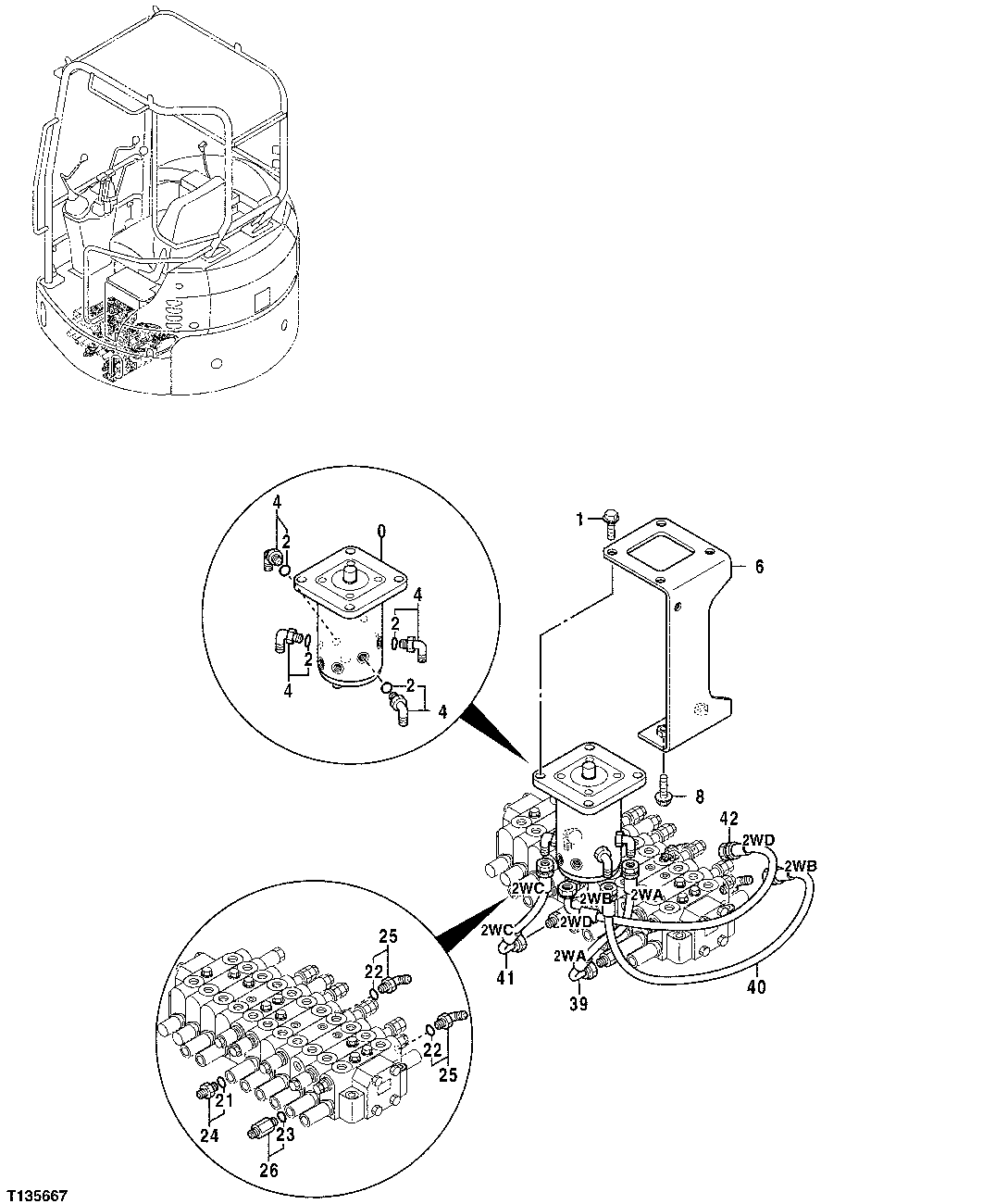 Схема запчастей John Deere 7ZTS - 101 - TWO WAY MULTI-LEVER (1) 3360 HYDRAULIC SYSTEM