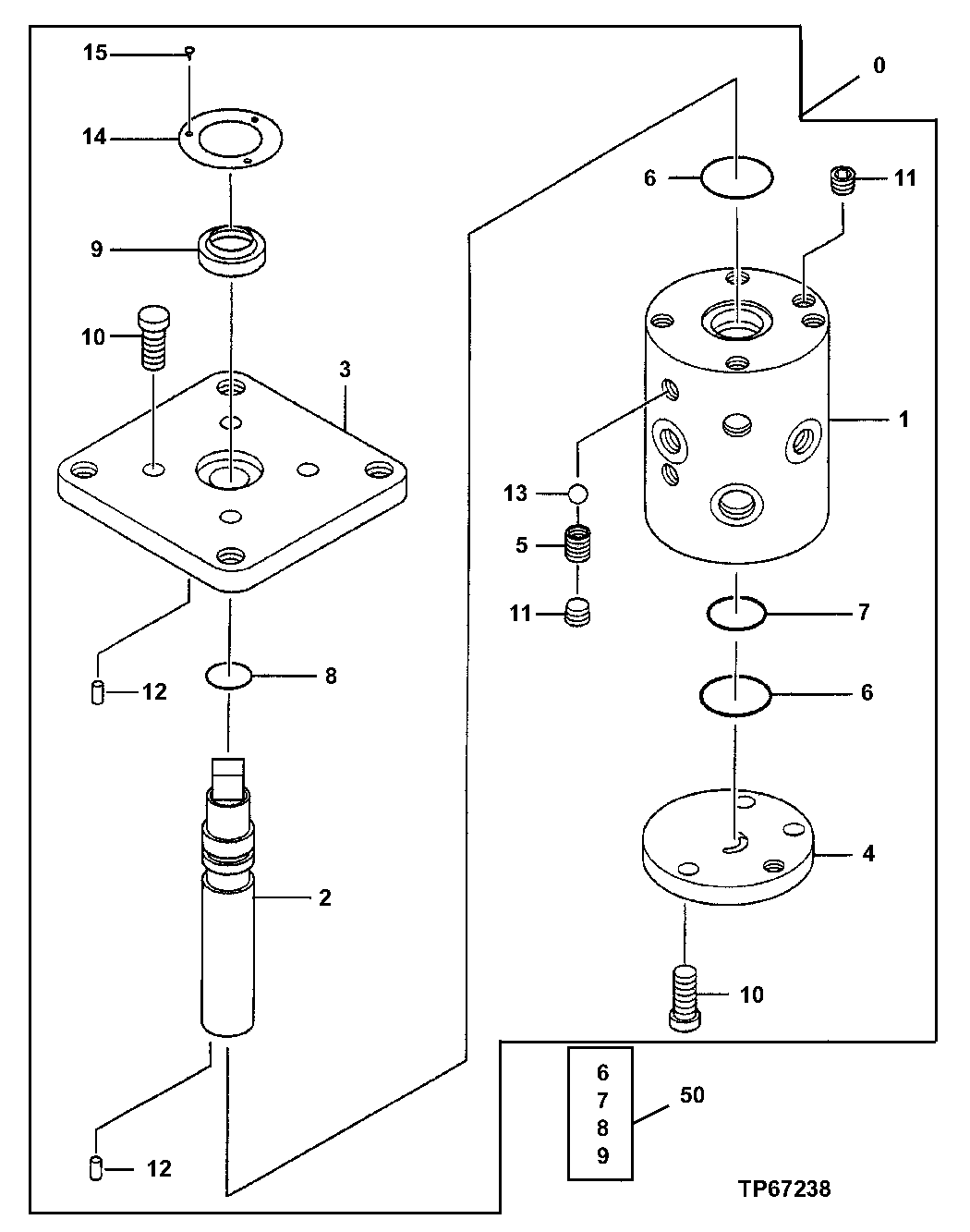 Схема запчастей John Deere 7ZTS - 104 - TWO WAY MULTI-LEVER ROTARY VALVE 3360 HYDRAULIC SYSTEM