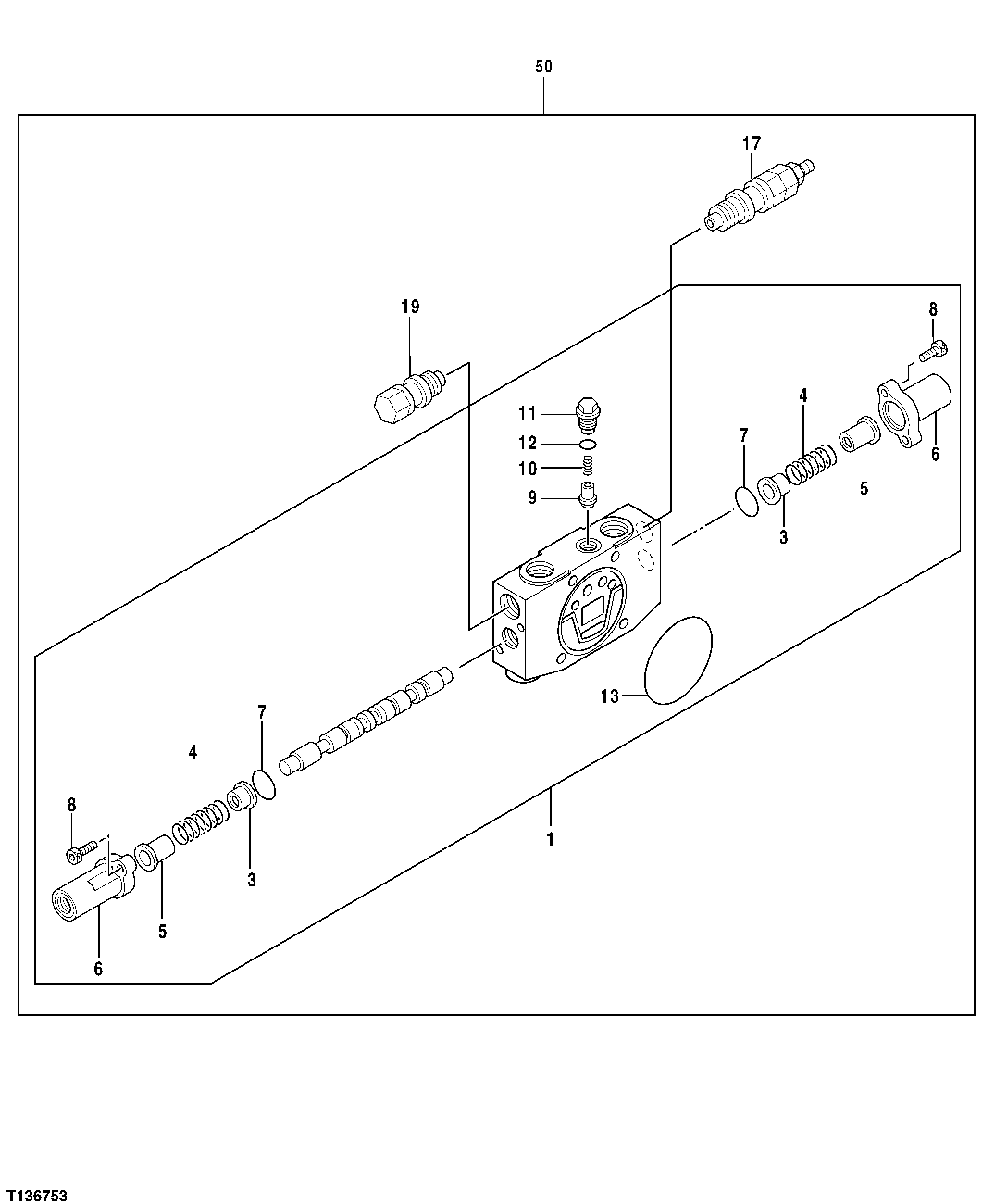 Схема запчастей John Deere 7ZTS - 112 - Control Valve Boom Spool Section 3362 CONTROL & LOAD HOLDING VALVES