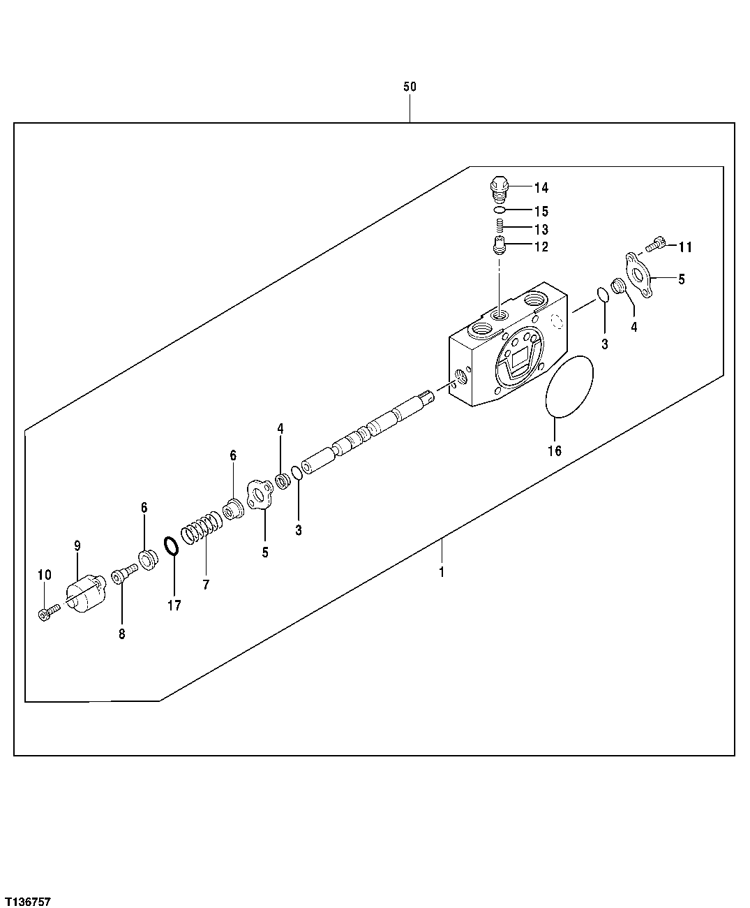 Схема запчастей John Deere 7ZTS - 116 - Control Valve Blade Spool Section 3362 CONTROL & LOAD HOLDING VALVES