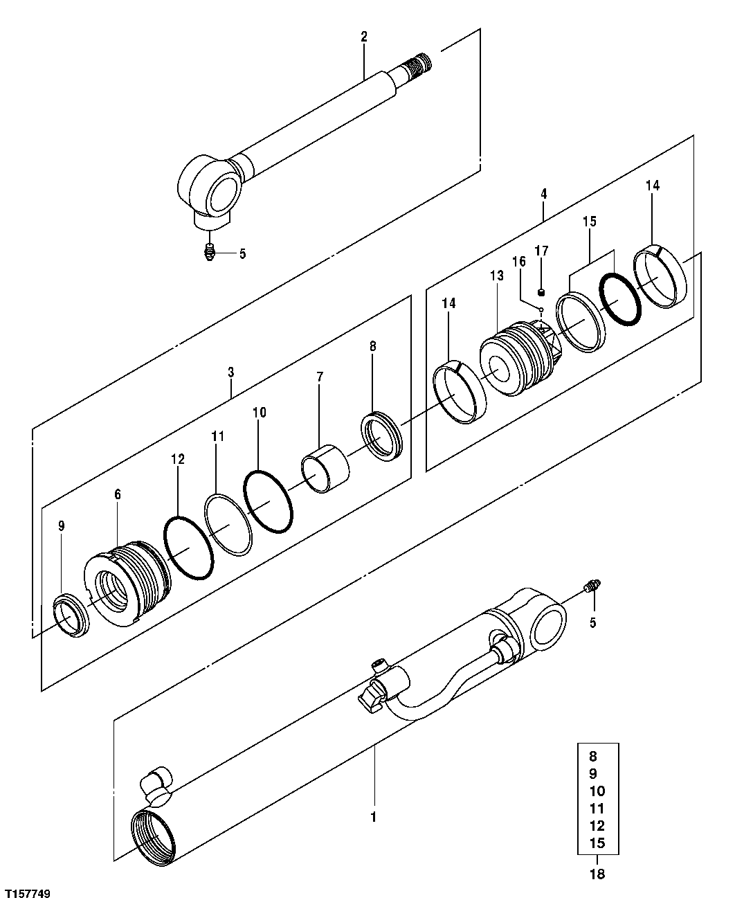 Схема запчастей John Deere 7ZTS - 133 - Arm Cylinder 3365 HYDRAULIC CYLINDERS