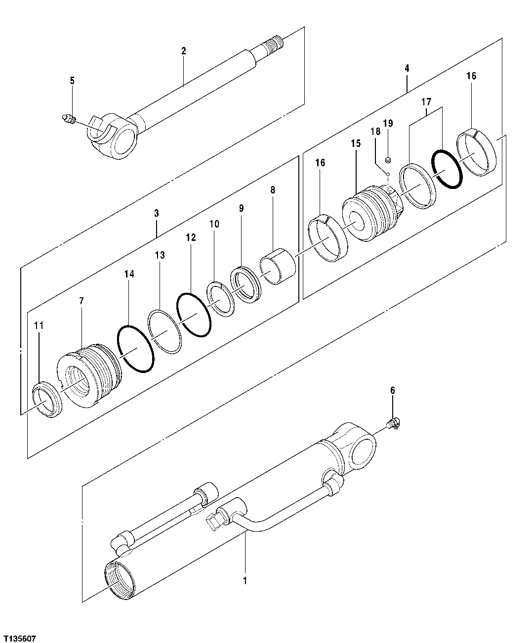 Схема запчастей John Deere 7ZTS - 135 - BUCKET CYLINDER 3365 HYDRAULIC CYLINDERS