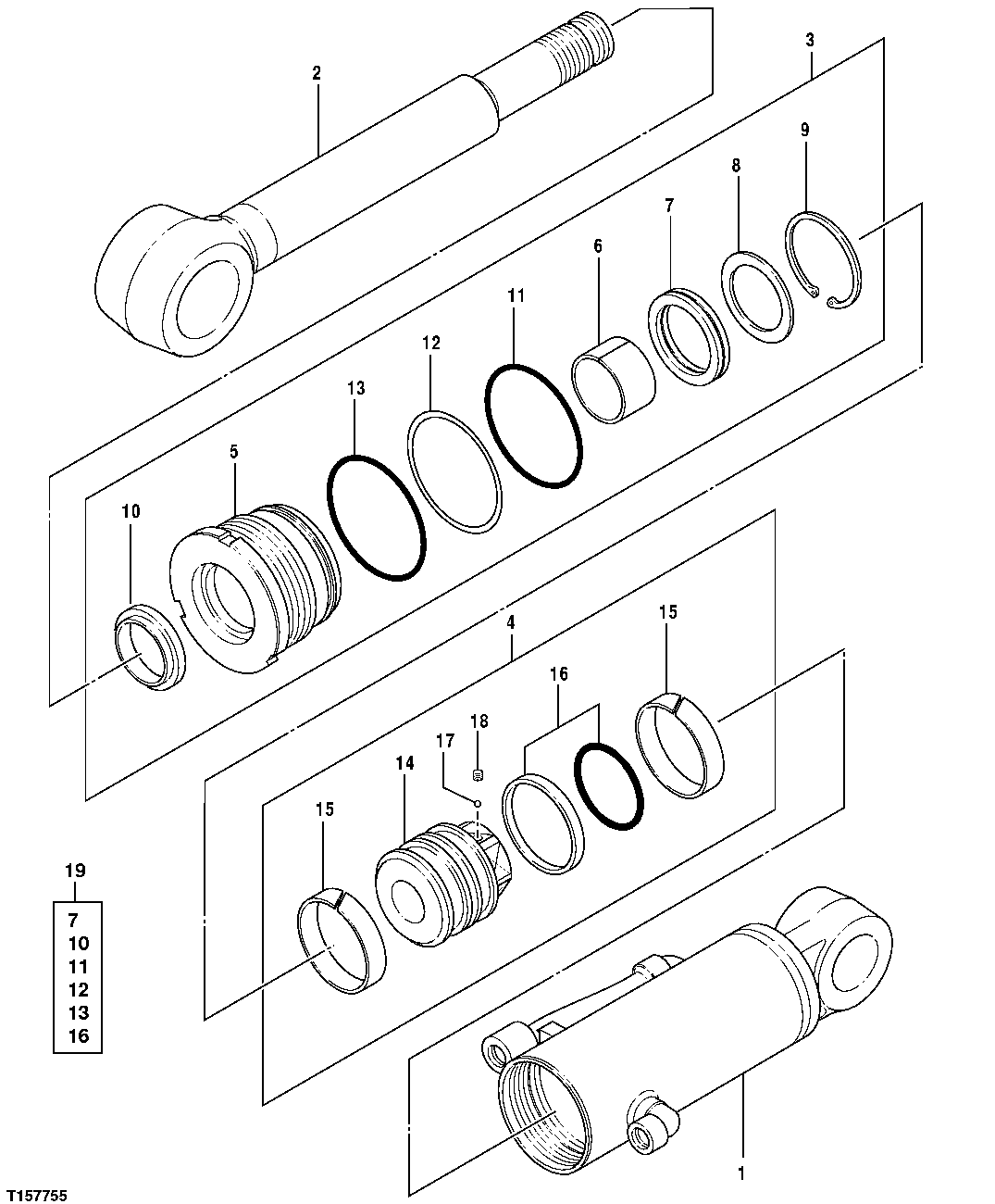 Схема запчастей John Deere 7ZTS - 141 - BLADE CYLINDER 3465 HYDRAULIC CYLINDERS