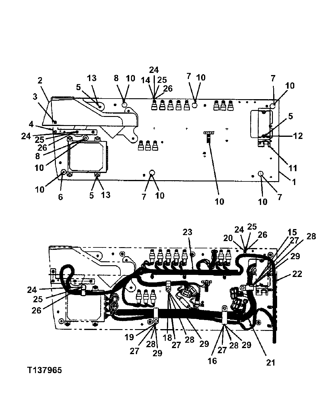 Схема запчастей John Deere 330LC, 370 - 49 - Electrical Panel (Rear Entry Cab Units) 1674B Wiring Harness And Switches (Rear Entry)