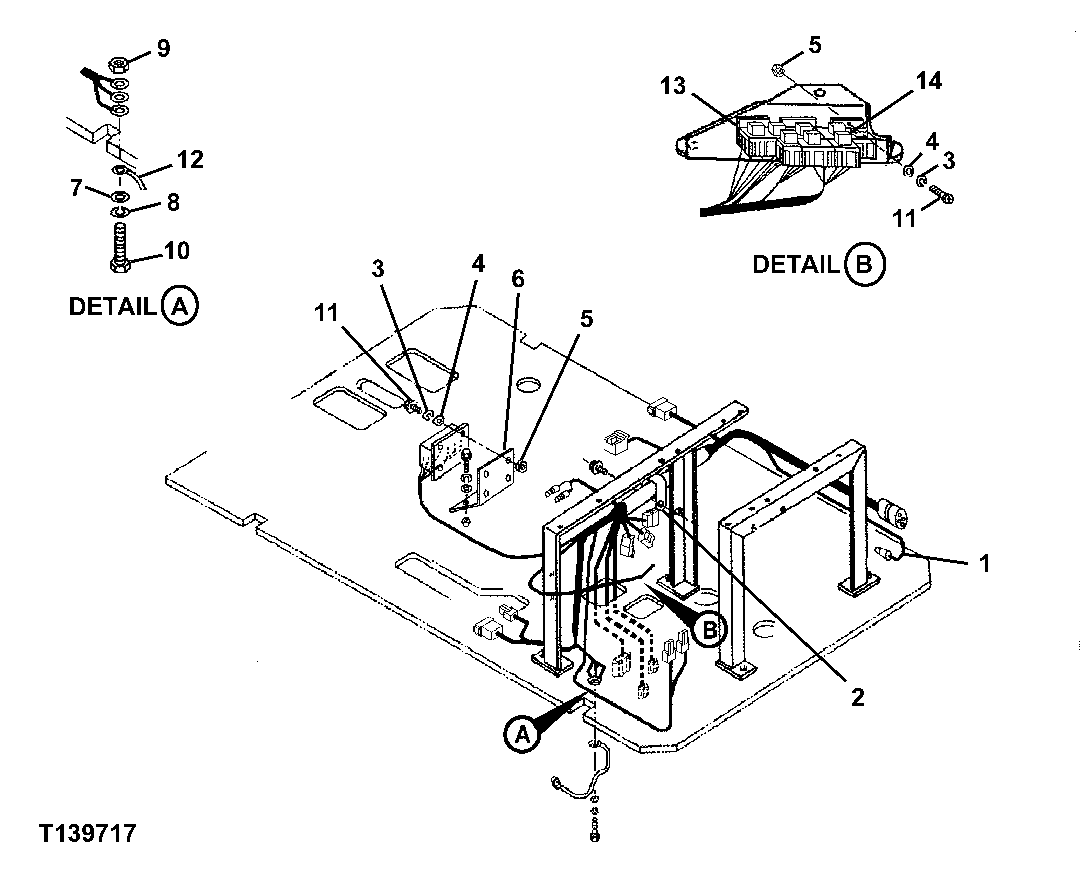 Схема запчастей John Deere 330LC, 370 - 57 - FORESTRY BUTT-N-TOP CAB WIRE HARNESS 1674C Wiring Harness And Switches (Forestry)