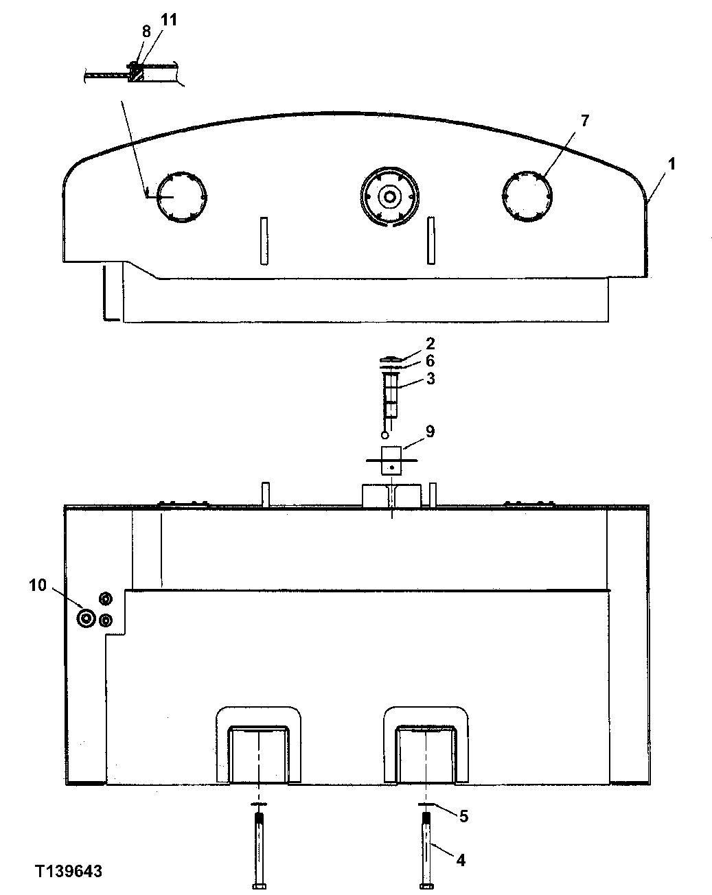 Схема запчастей John Deere 330LC, 370 - 64 - Counterweight with Extra Fuel Tank 1749 Chassis Weights