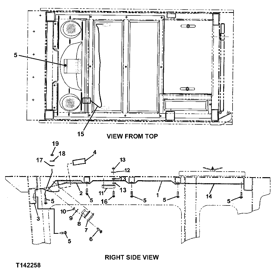 Схема запчастей John Deere 330LC, 370 - 80 - REAR ENTRY CAB INSIDE ROOF PANELS 1810B Operator Enclosure (Rear Entry)