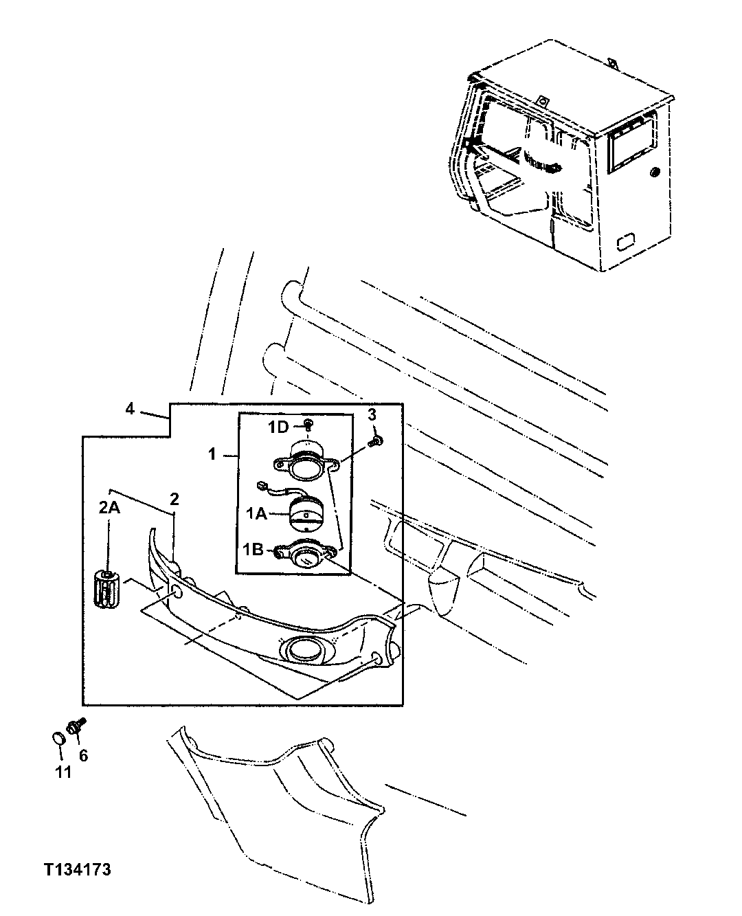 Схема запчастей John Deere 330LC, 370 - 124 - Lower Monitor Cover (Roadbuilder Cab) 1816D Instrument & Control Mounting Structure (Roadbuilder)