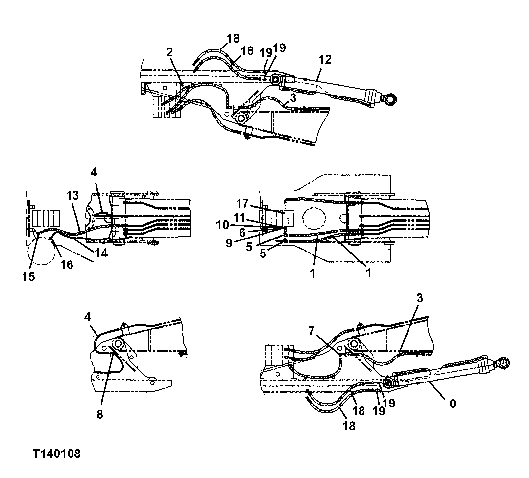 Схема запчастей John Deere 330LC, 370 - 161 - DECK TO BOOM PIPING FOR BUTT-N-TOP LOADER 3360A Hydraulic System