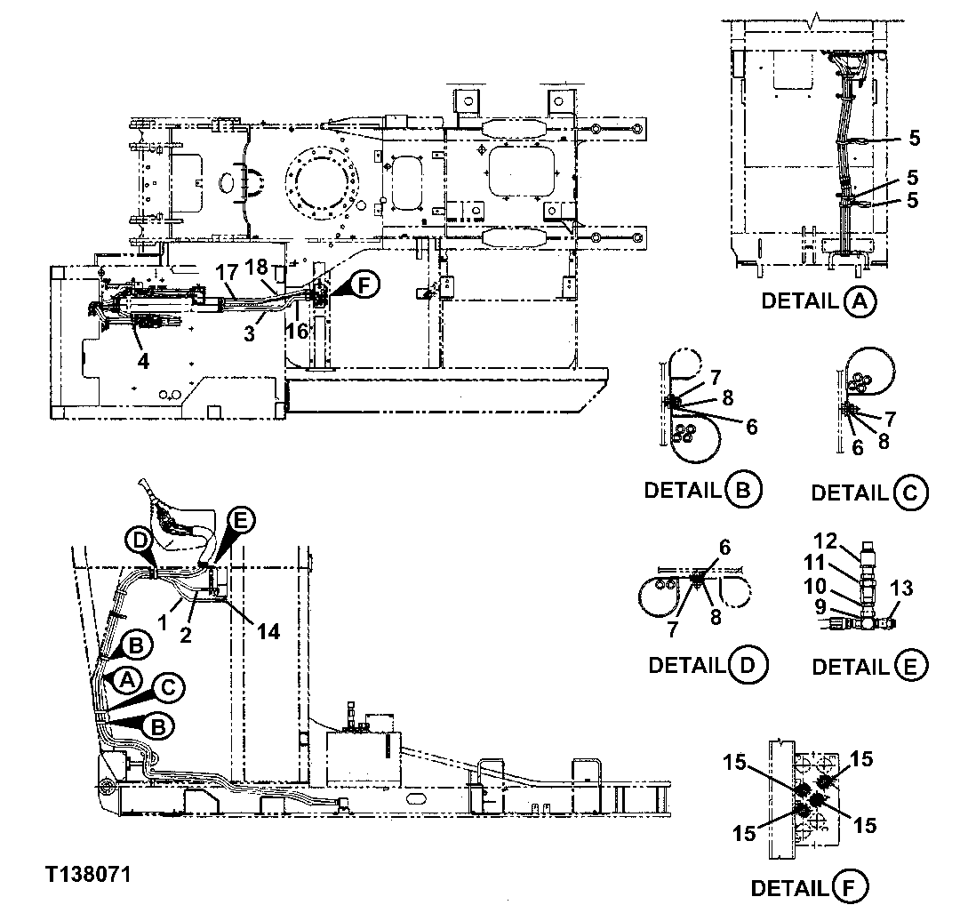 Схема запчастей John Deere 330LC, 370 - 172 - Pilot Piping To Right Joystick For Rear Entry Cab (Heeler) 3360B Hydraulic System (Rear Entry Cab)